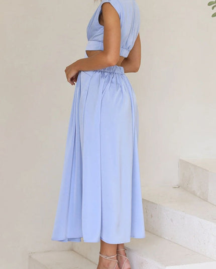 Women's Cut-Out Waist Dress with a Mock Neckline