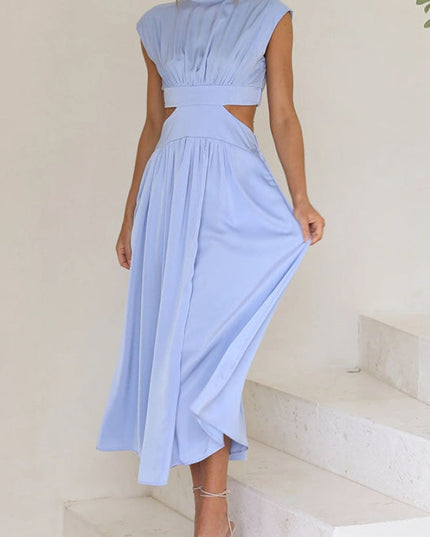 Women's Cut-Out Waist Dress with a Mock Neckline