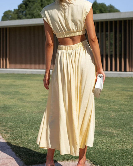 Women's Cut-Out Waist Dress with a Mock Neckline