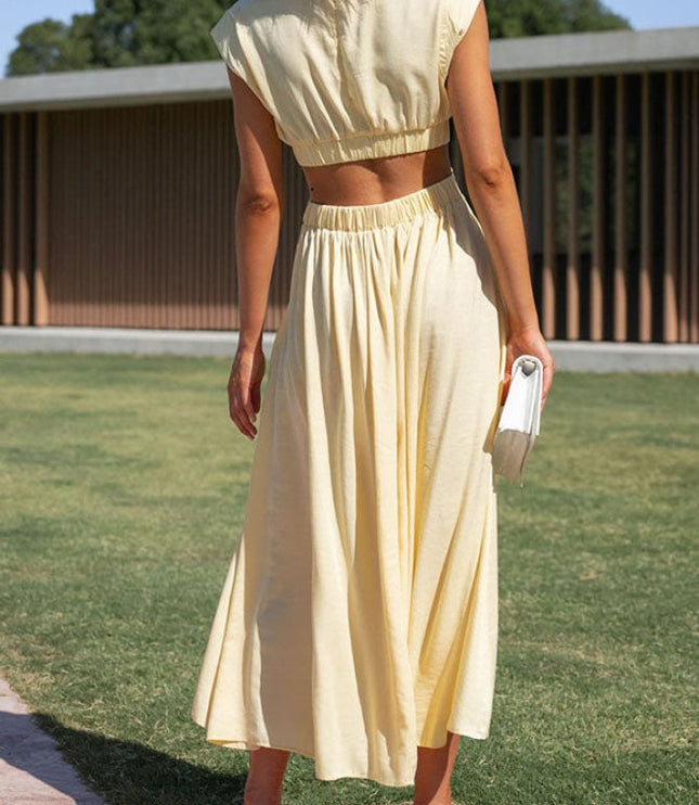Women's Cut-Out Waist Dress with a Mock Neckline