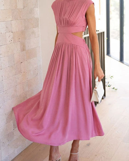 Women's Cut-Out Waist Dress with a Mock Neckline