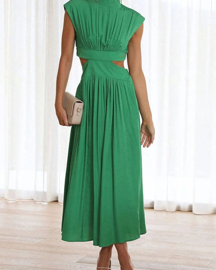 Women's Cut-Out Waist Dress with a Mock Neckline