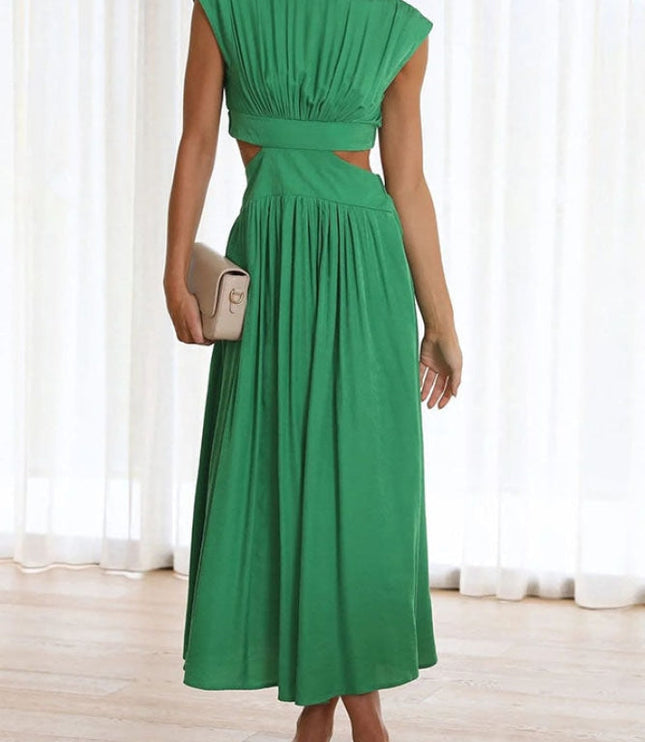 Women's Cut-Out Waist Dress with a Mock Neckline