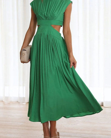 Women's Cut-Out Waist Dress with a Mock Neckline