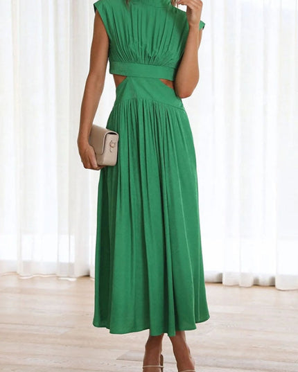 Women's Cut-Out Waist Dress with a Mock Neckline
