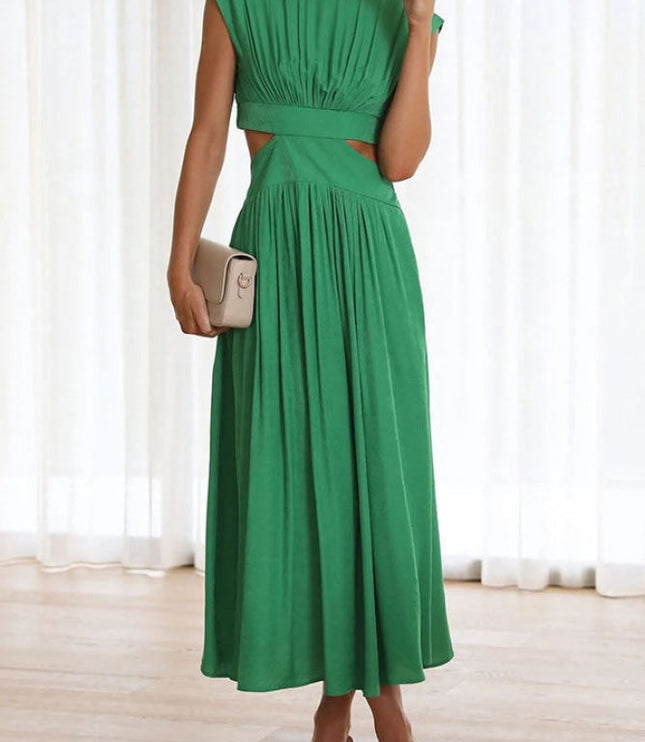Women's Cut-Out Waist Dress with a Mock Neckline