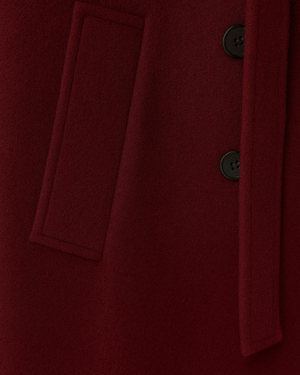 Women's Double Breasted Burgundy Longline Trench Coat