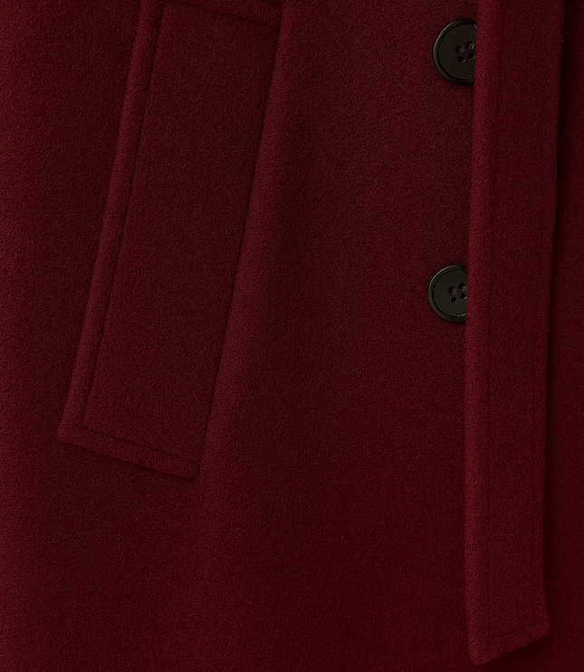 Women's Double Breasted Burgundy Longline Trench Coat