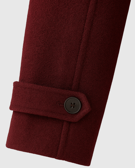 Women's Double Breasted Burgundy Longline Trench Coat