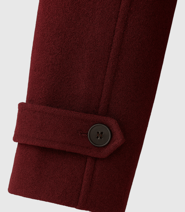 Women's Double Breasted Burgundy Longline Trench Coat