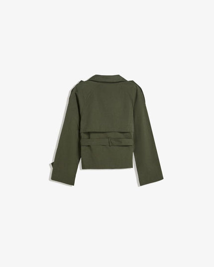 Women's Double Breasted Cropped Fall Trench Coat