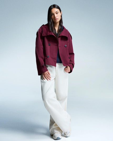 Women's Double Breasted Cropped Fall Trench Coat