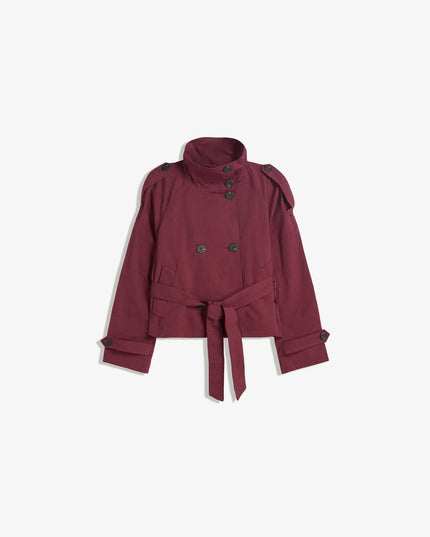 Women's Double Breasted Cropped Fall Trench Coat
