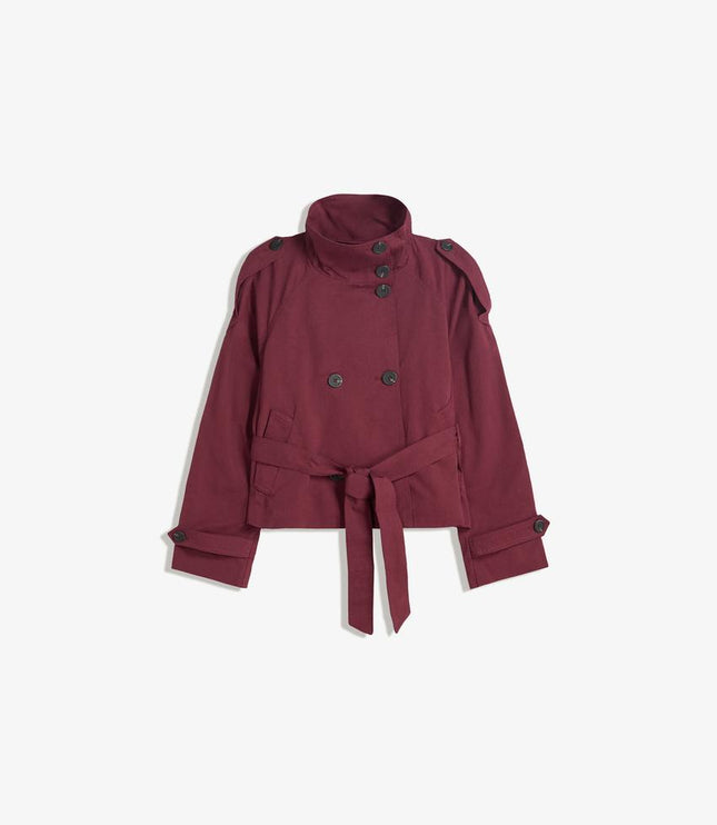 Women's Double Breasted Cropped Fall Trench Coat