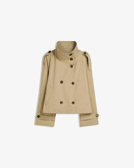 Women's Double Breasted Cropped Fall Trench Coat
