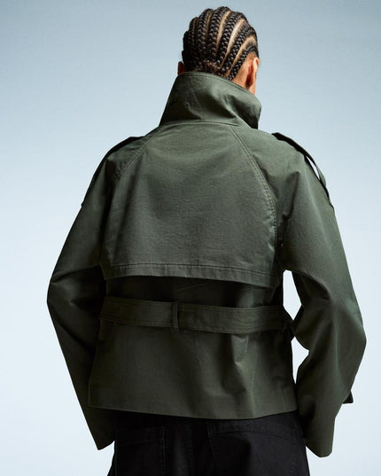 Women's Double Breasted Cropped Fall Trench Coat