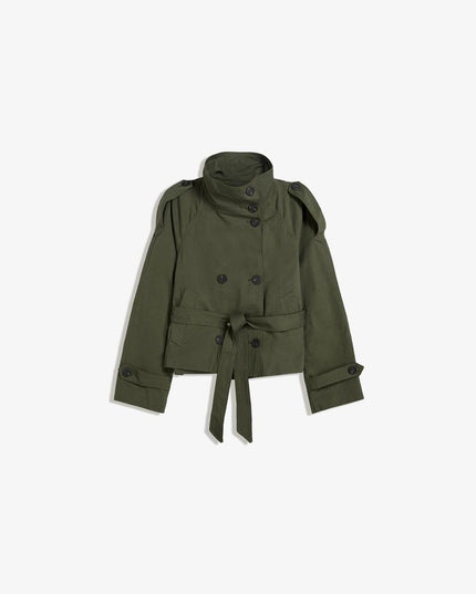 Women's Double Breasted Cropped Fall Trench Coat