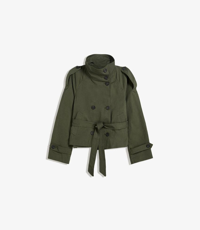 Women's Double Breasted Cropped Fall Trench Coat