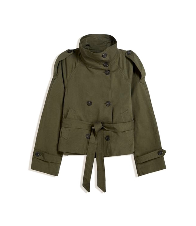 Women's Double-Breasted Stand Collar Utility Jacket