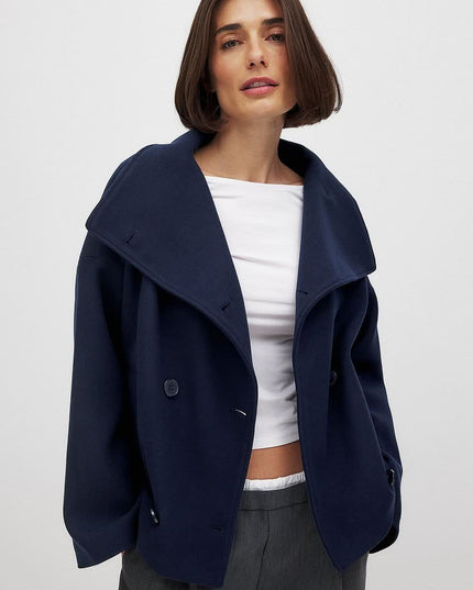 Women's Double Breasted Structured Layering Jacket