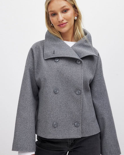 Women's Double Breasted Structured Layering Jacket