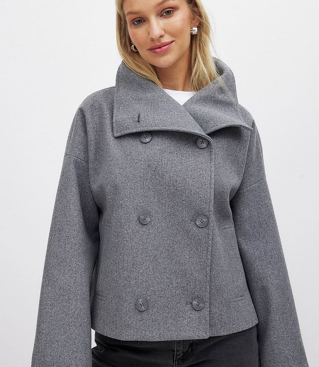 Women's Double Breasted Structured Layering Jacket