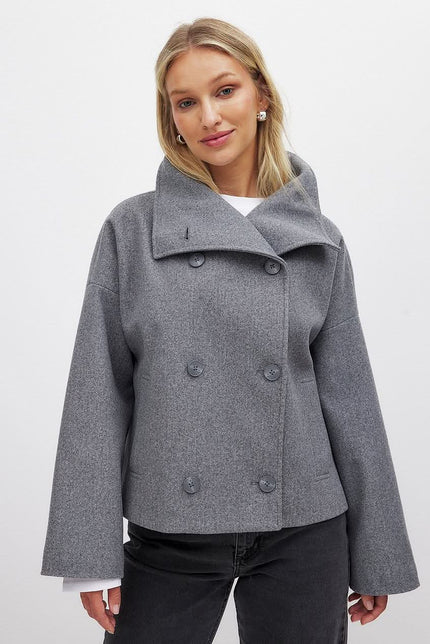 Women's Double Breasted Structured Layering Jacket