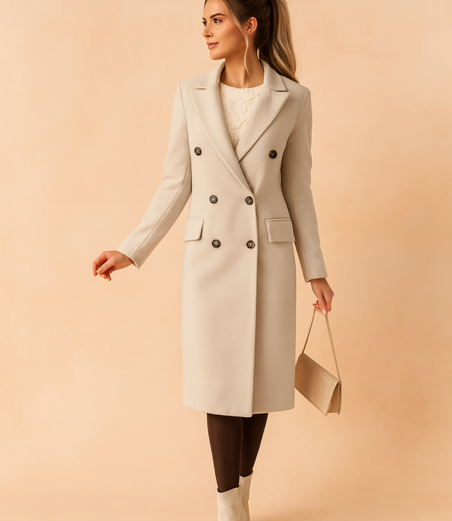 Women's Double Breasted Tailored Long Winter Coat