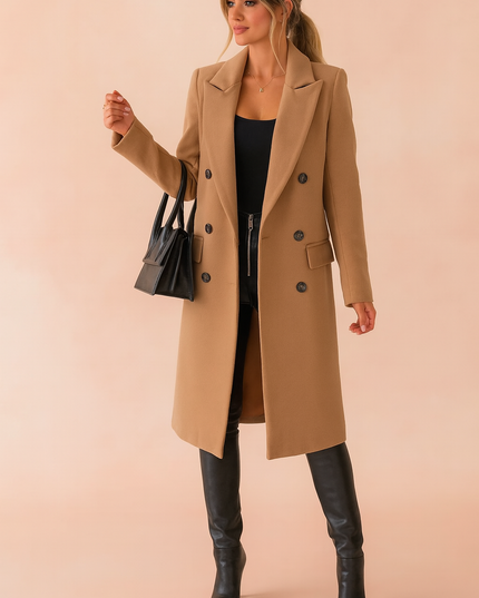 Women's Double Breasted Tailored Long Winter Coat