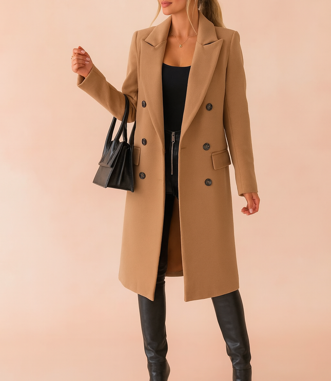 Women's Double Breasted Tailored Long Winter Coat