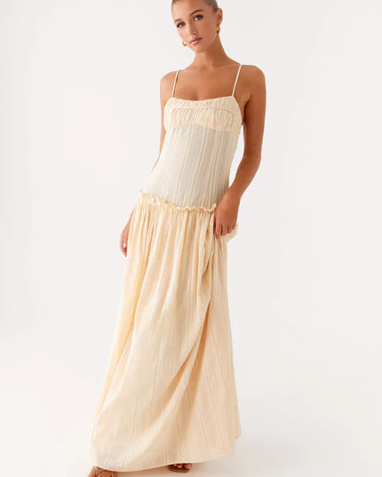 Women's Drop Waist Flowy Wedding Guest Maxi Dress