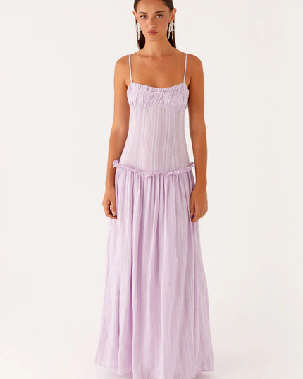 Women's Drop Waist Flowy Wedding Guest Maxi Dress