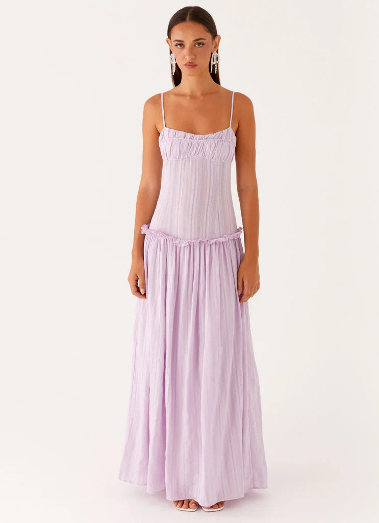 Women's Drop Waist Flowy Wedding Guest Maxi Dress