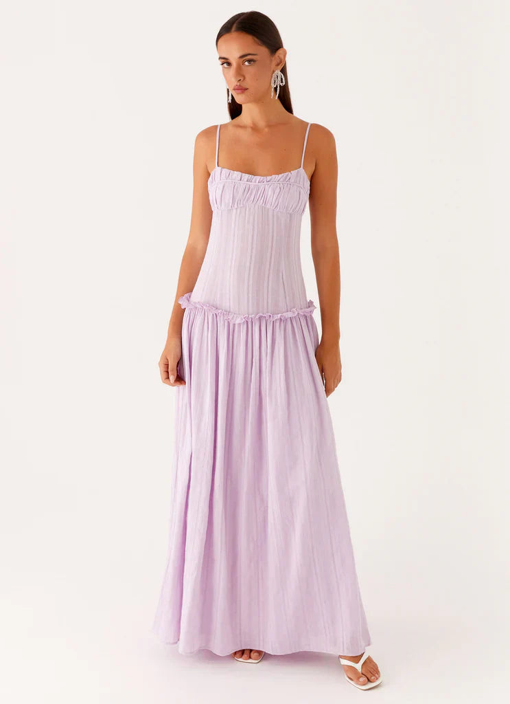 Women's Drop Waist Flowy Wedding Guest Maxi Dress
