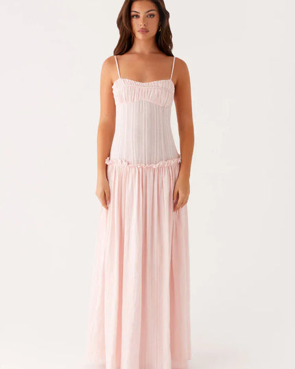 Women's Drop Waist Flowy Wedding Guest Maxi Dress