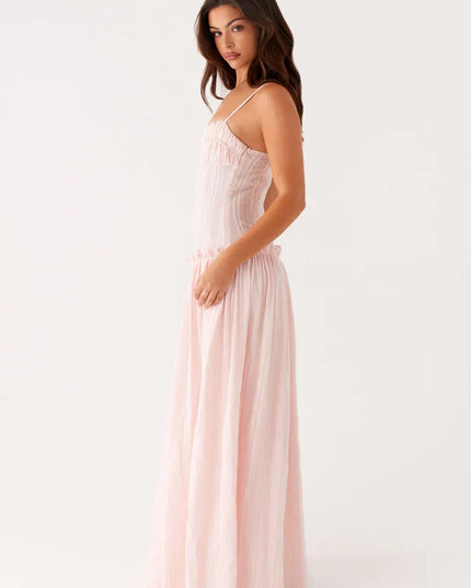 Women's Drop Waist Flowy Wedding Guest Maxi Dress