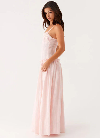 Women's Drop Waist Flowy Wedding Guest Maxi Dress