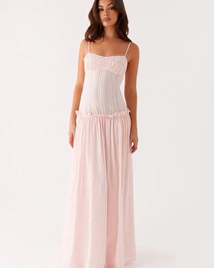 Women's Drop Waist Flowy Wedding Guest Maxi Dress
