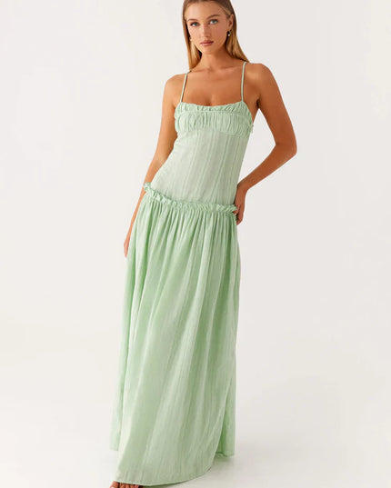 Women's Drop Waist Flowy Wedding Guest Maxi Dress