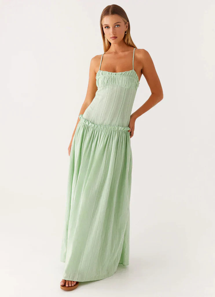 Women's Drop Waist Flowy Wedding Guest Maxi Dress