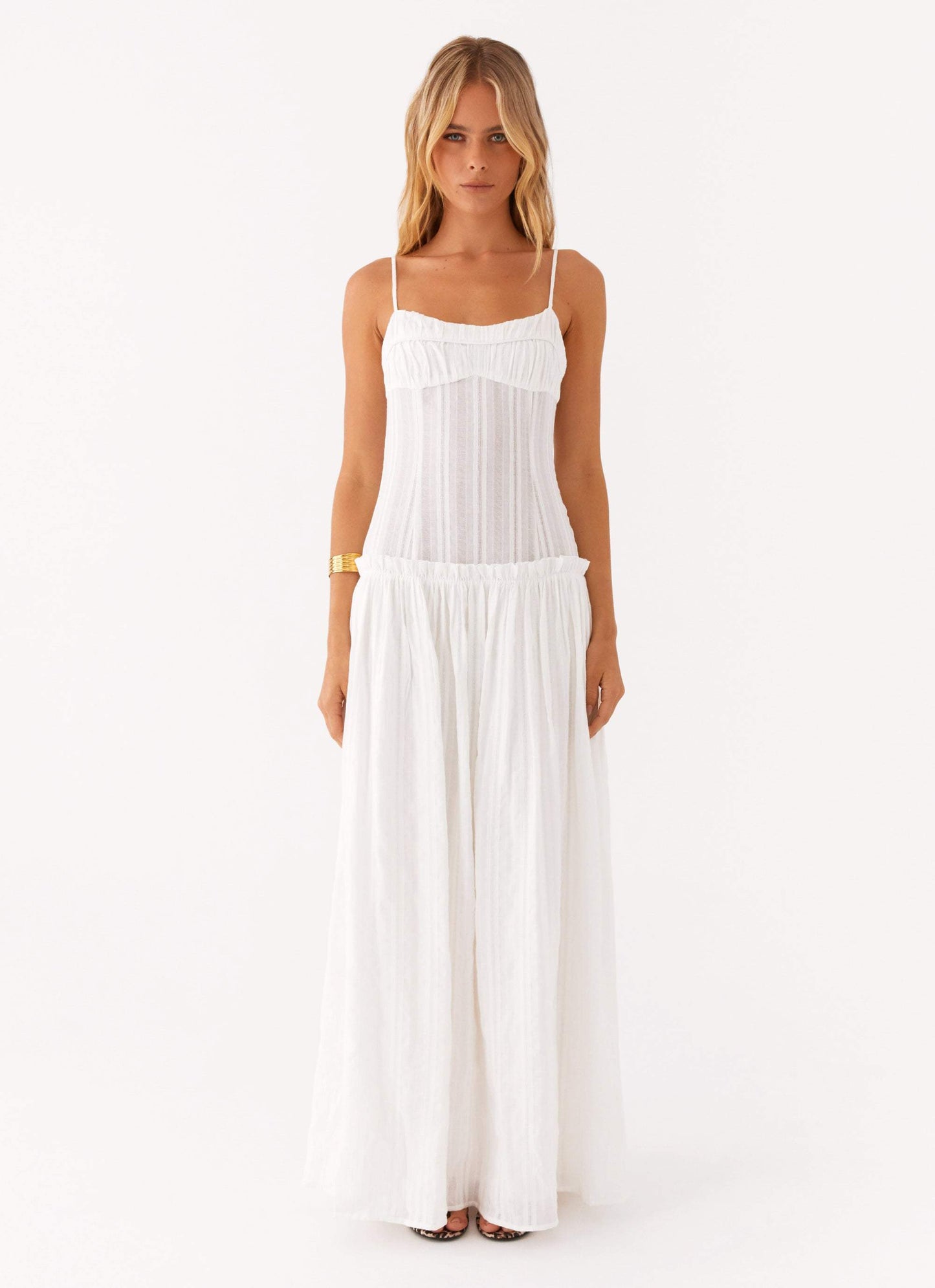 Women's Drop Waist Flowy Wedding Guest Maxi Dress