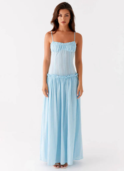 Women's Drop Waist Flowy Wedding Guest Maxi Dress