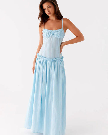 Women's Drop Waist Flowy Wedding Guest Maxi Dress