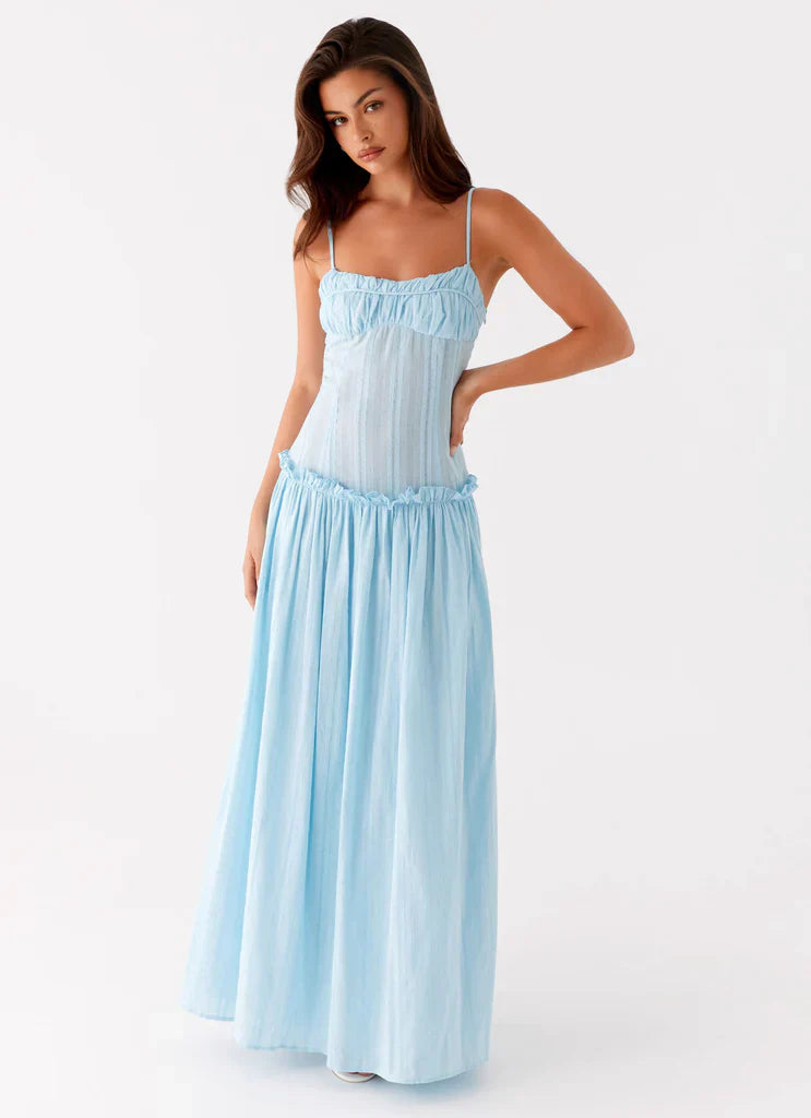 Women's Drop Waist Flowy Wedding Guest Maxi Dress