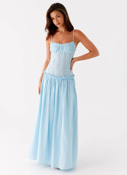 Women's Drop Waist Flowy Wedding Guest Maxi Dress