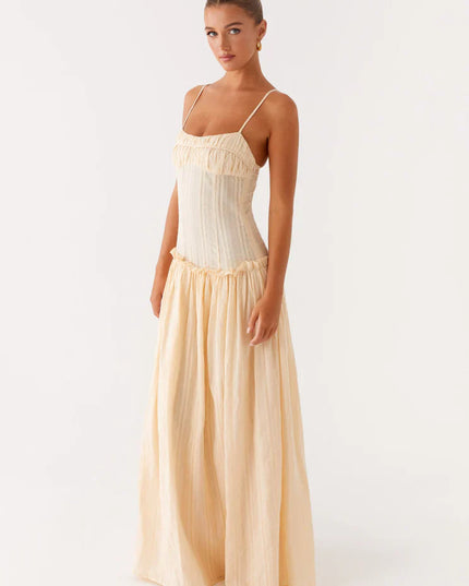 Women's Drop Waist Flowy Wedding Guest Maxi Dress