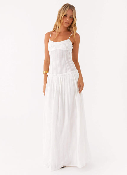 Women's Drop Waist Flowy Wedding Guest Maxi Dress