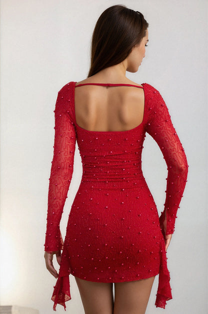 Women's Embellished Bodycon Wedding Guest Mini Dress