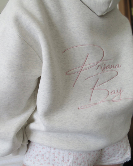 Women's Embroidered Bow Hoodie with a Floral-Lined Hood
