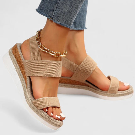 Women's Espadrille Platform Sandals with Elastic Straps